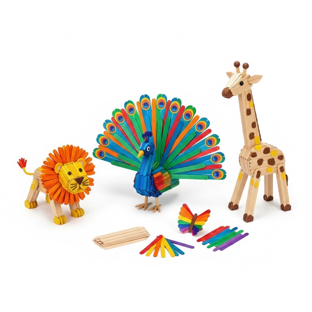 Art Craft With Ice Cream Stick - 50개 색깔 나무 아이스크림 막대 DIY