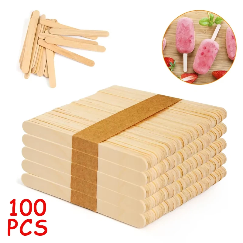 Art Craft With Ice Cream Stick - 100pcs 아이스크림 아이스 캔디 스틱 나무