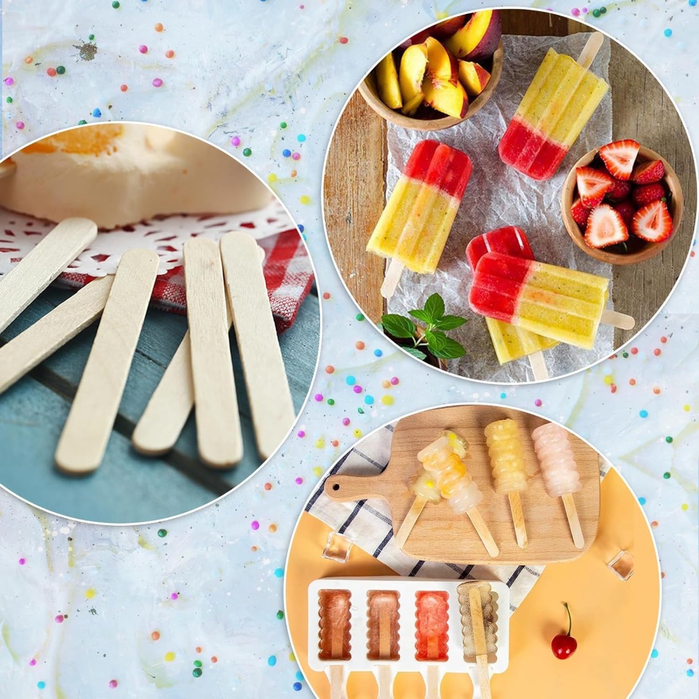 Art Craft With Ice Cream Stick - 210개 천연 나무 아이스크림 스틱, DIY