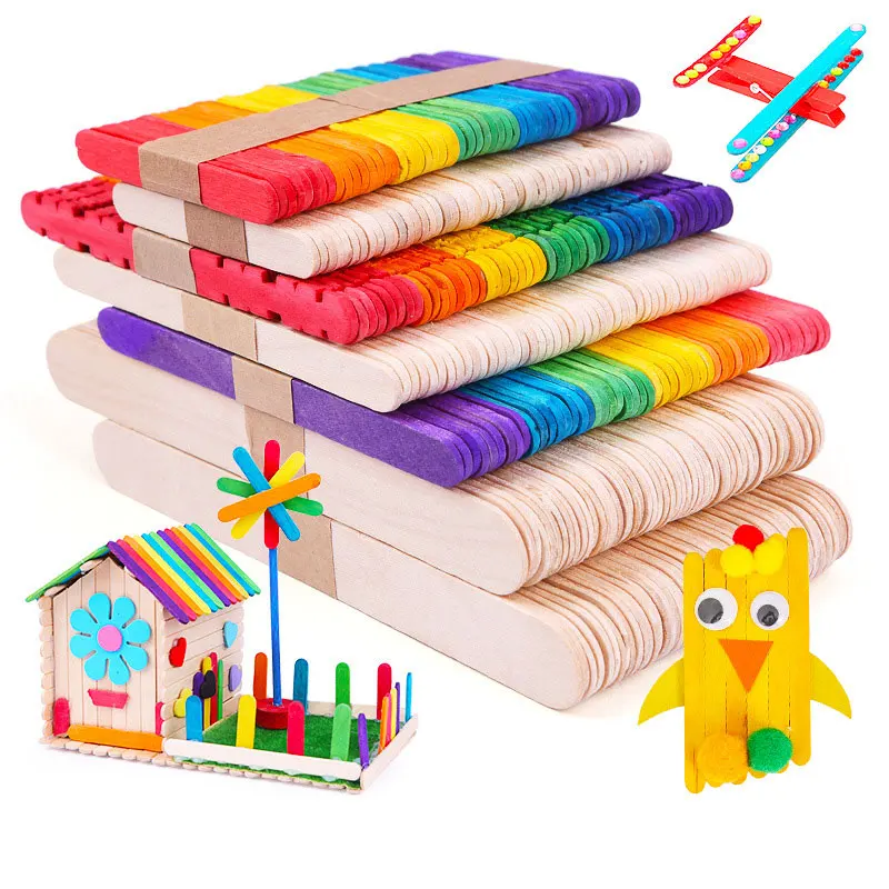 Art Craft With Ice Cream Stick - 50Pcs 나무 아이스 캔디 스틱 천연