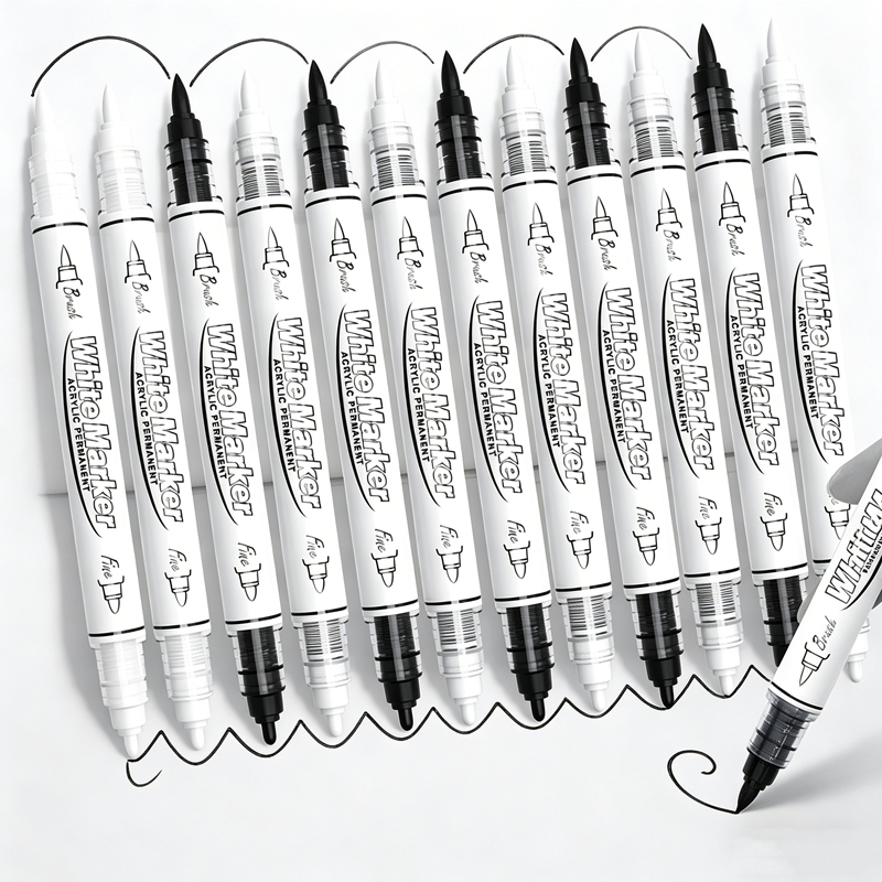 Illustration Marker Set - 블랙/화이트 대용량 듀얼팁 영구 아크릴 페인트