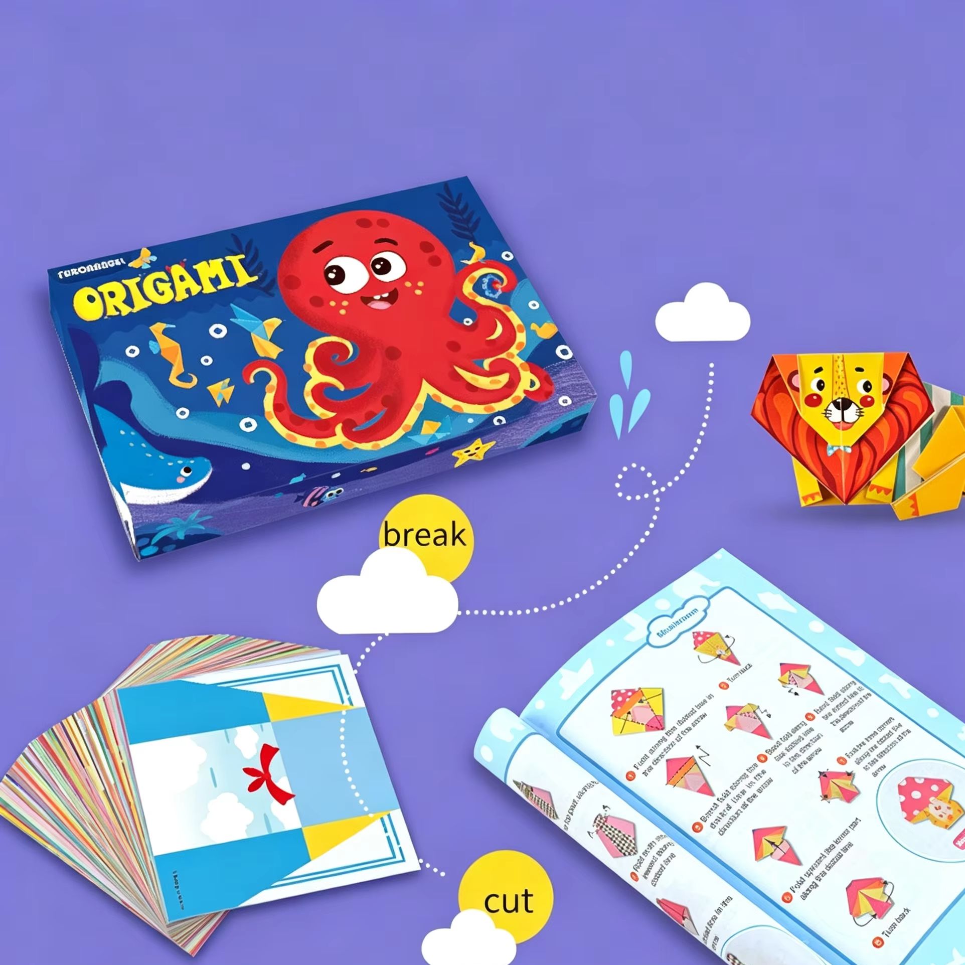 Art Craft For Toddlers - 108페이지 몬테소리 만화 동물 종이접기 세트,