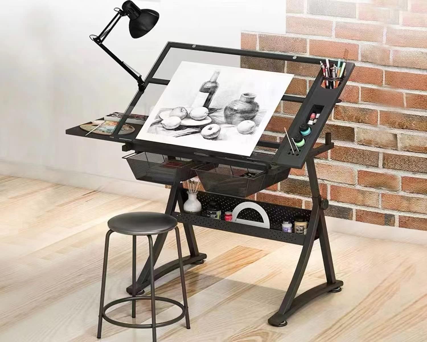 Art And Craft Studio - 유리제 도면 테이블 아트 데스크 –