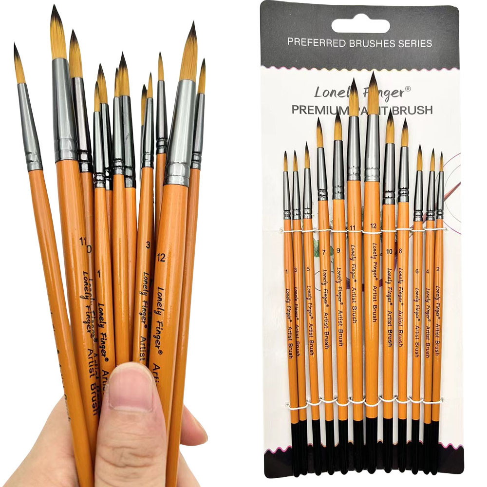 Gouache Paint Set - 12pcs 전문 아티스트 페인팅 브러시 유화
