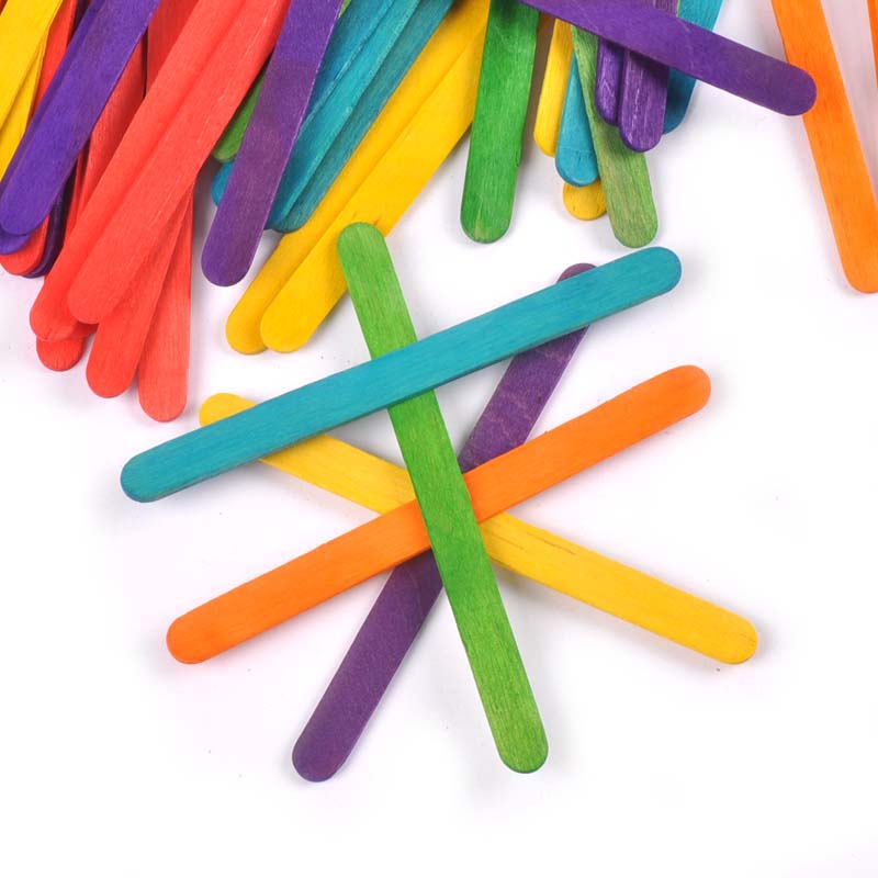 Art Craft With Ice Cream Stick - 50 개/몫 자연 나무 & 다채로운