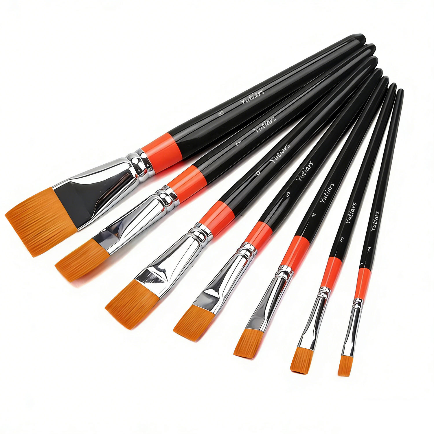 Gouache Paint Set - 8개 전문가용 플랫 아티스트 페인트 브러쉬