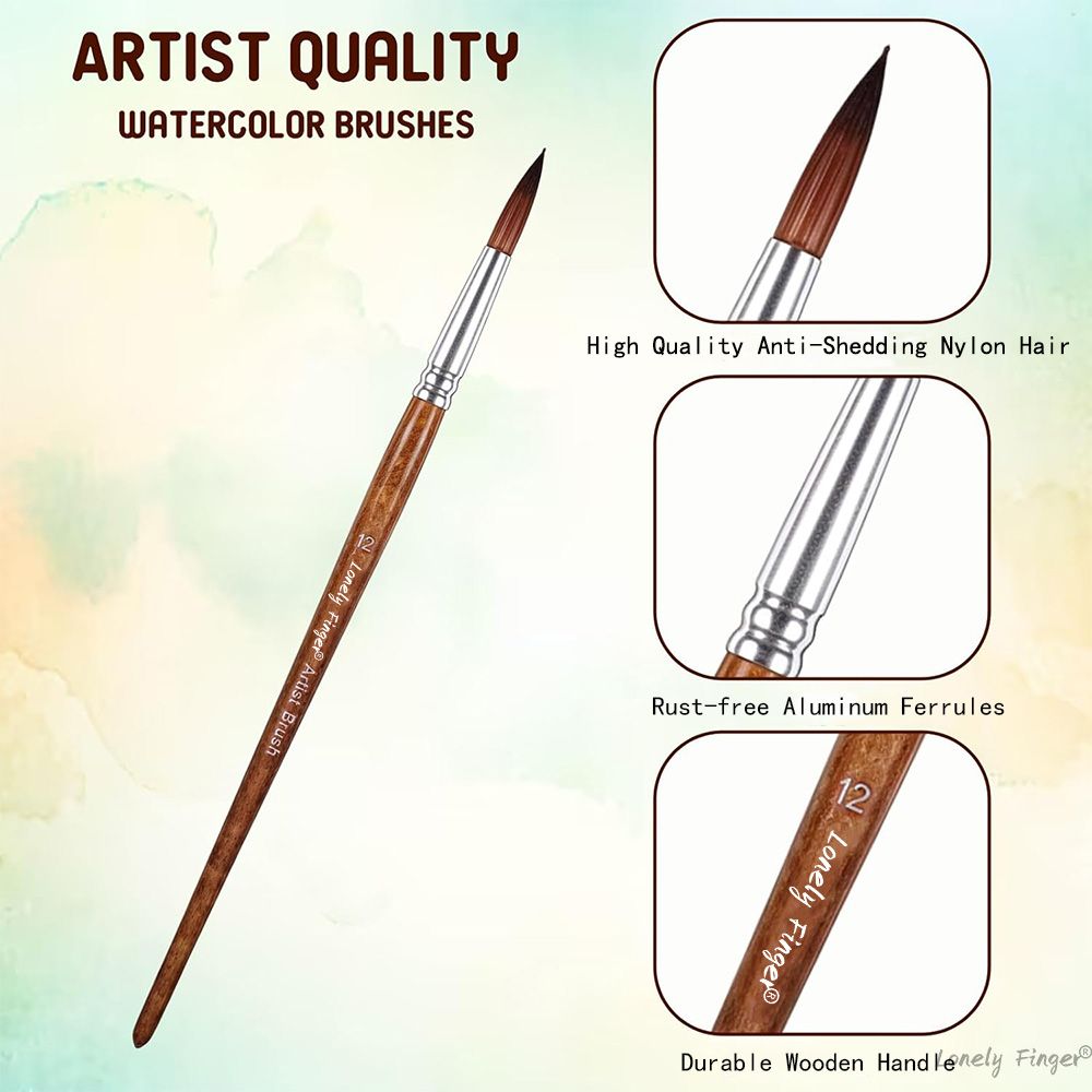 12pcs 아티스트 수채화 페인트 브러쉬, 둥근 뾰족한 - Gouache Paint Set 리뷰 및 가격