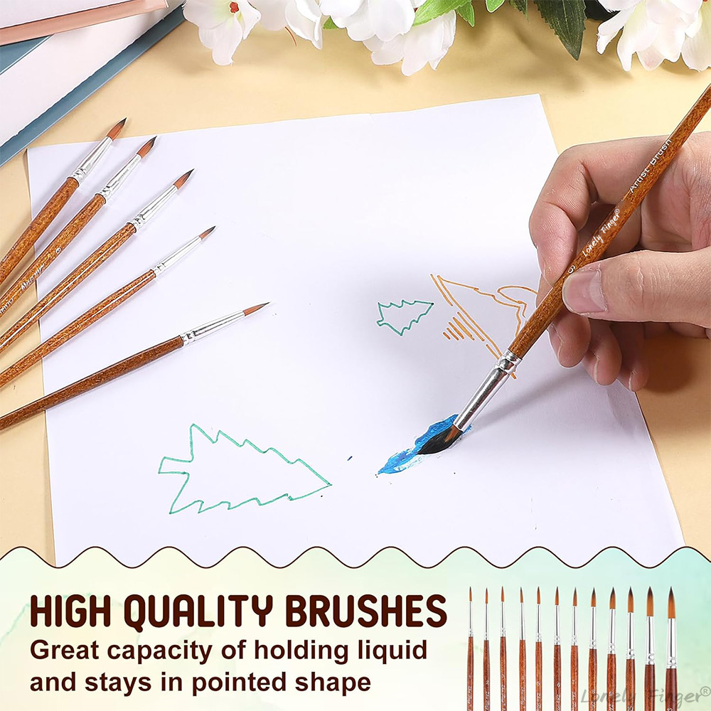 12pcs 아티스트 수채화 페인트 브러쉬, 둥근 뾰족한 - Gouache Paint Set 리뷰 및 가격