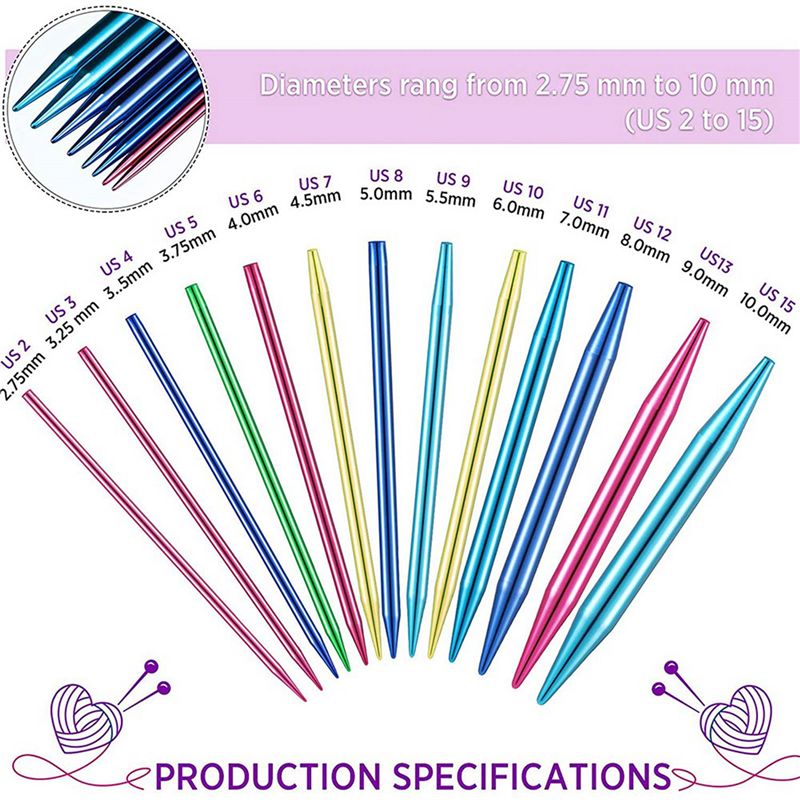 A27F-52개 알루미늄 교체형 원형 뜨개질 바늘 세트 - Knitting Needle Circular 리뷰 및 가격