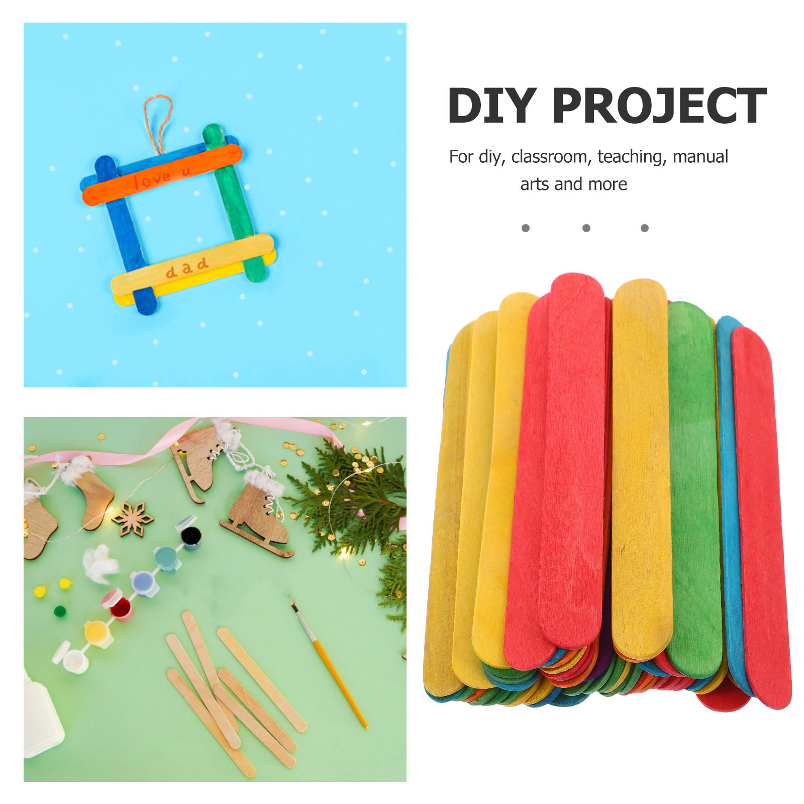 50개 대형 컬러 아이스 팝 스틱, 공예 DIY 가정  - Art Craft Jumbo 리뷰 및 가격