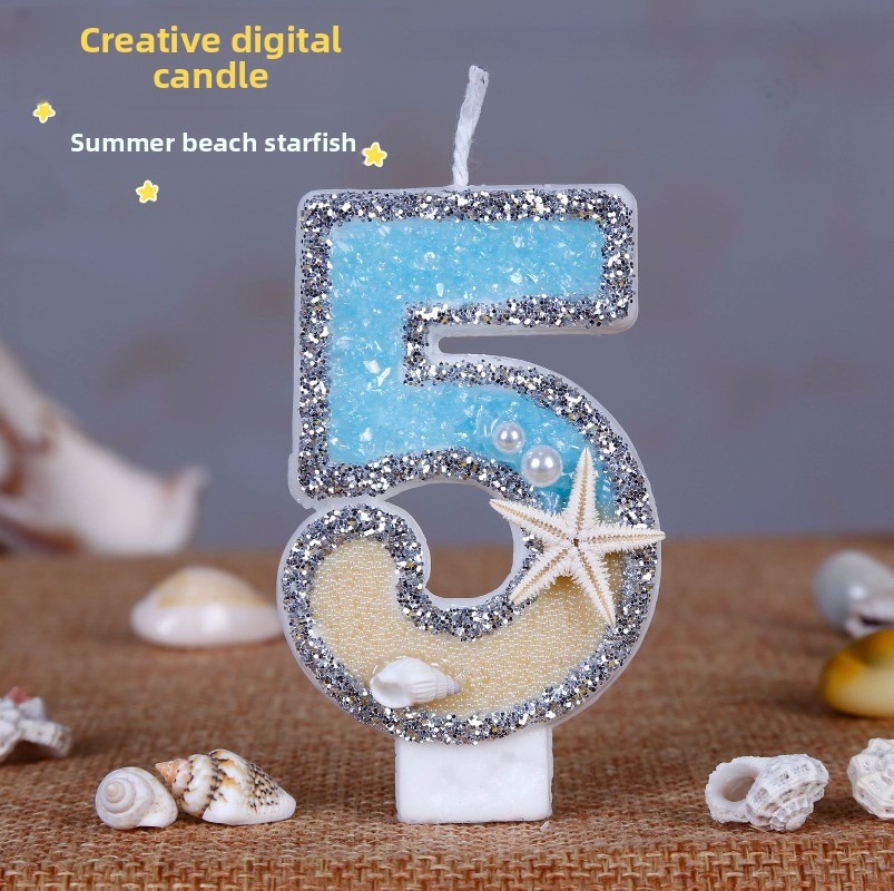 해변 불가사리 숫자 생일 양초 0-9 여름 바다 테마  - Art Craft Party 리뷰 및 가격