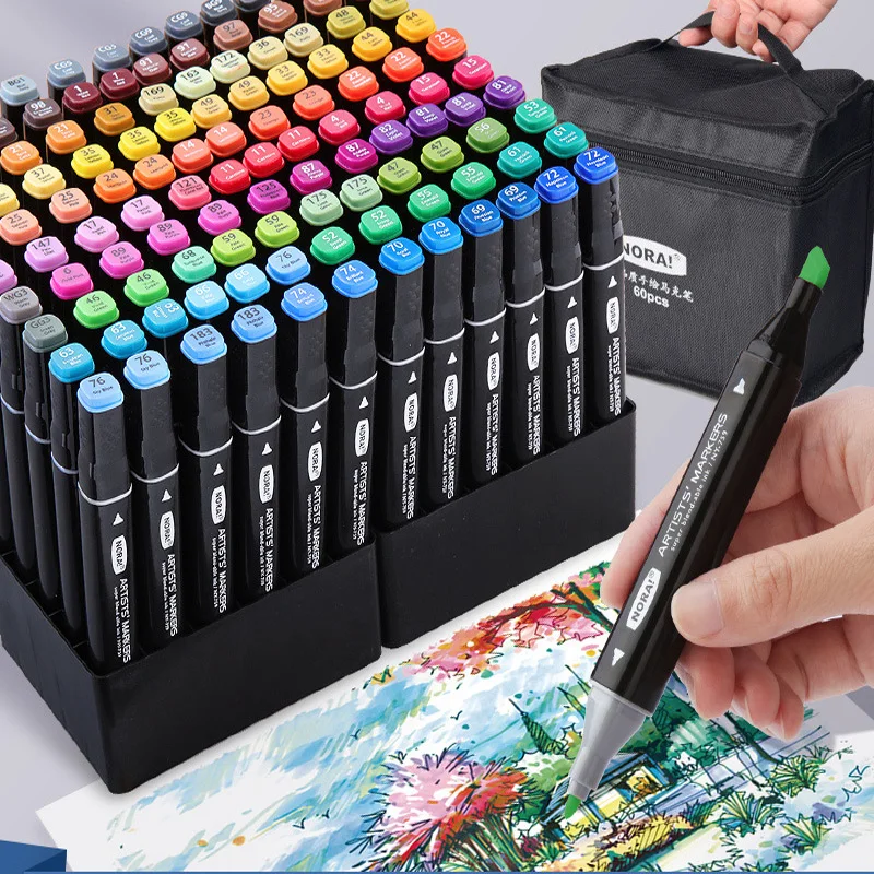 더블 헤드 스퀘어 펜꽂이 학생 페인팅 세트, 알코올 유 - Illustration Marker Set 리뷰 및 가격