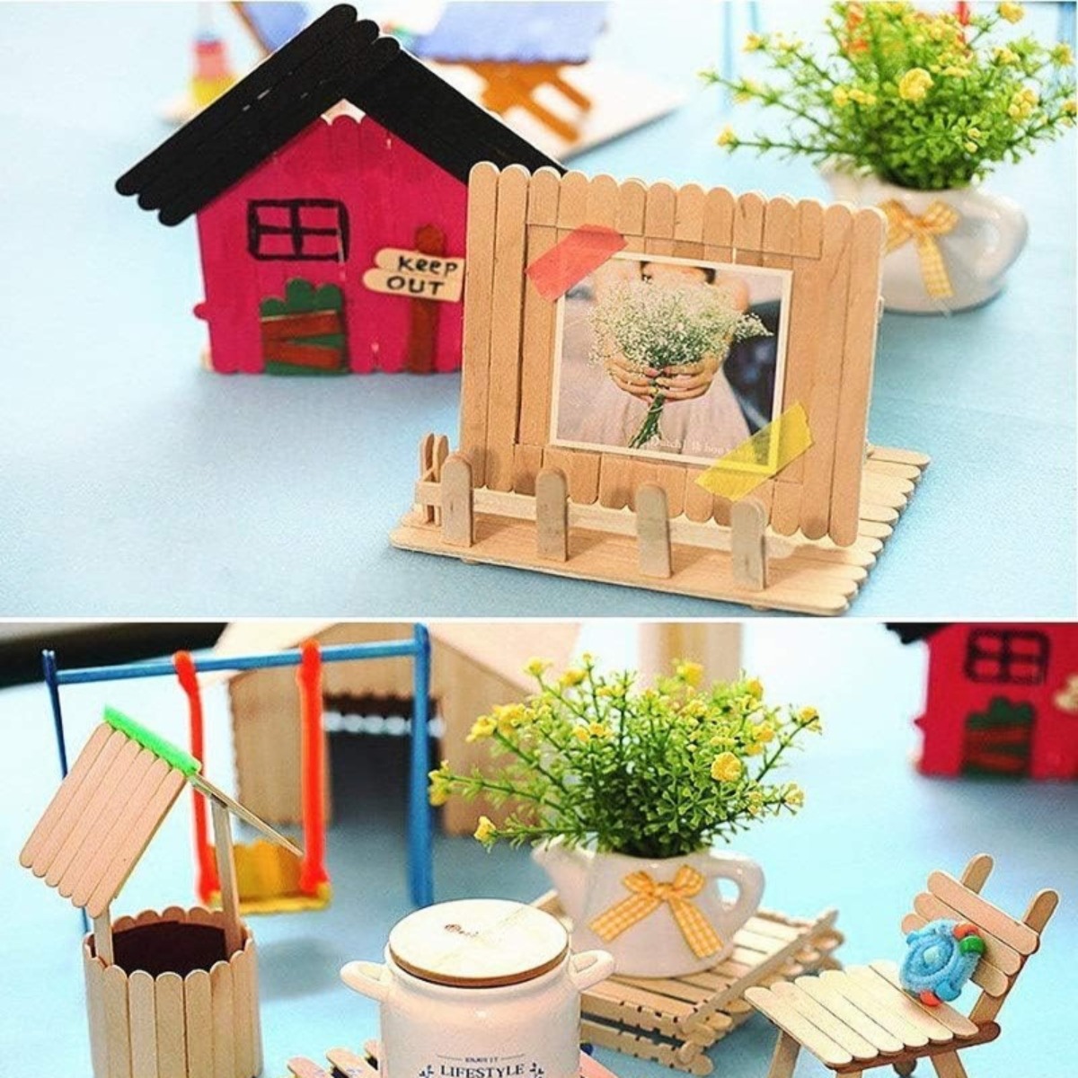 50개 천연 나무 아이스크림 스틱, DIY 공예 케이크 - Art Craft With Ice Cream Stick 리뷰 및 가격