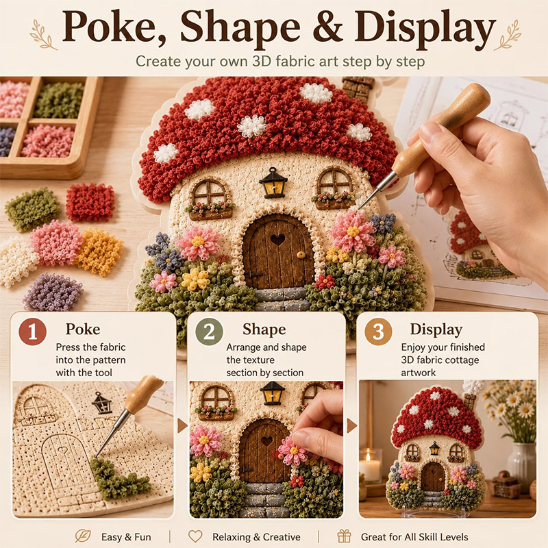 3D 버섯집 포케 아트 DIY 키트 패브릭 펀치 니들  - Art Craft Us 리뷰 및 가격