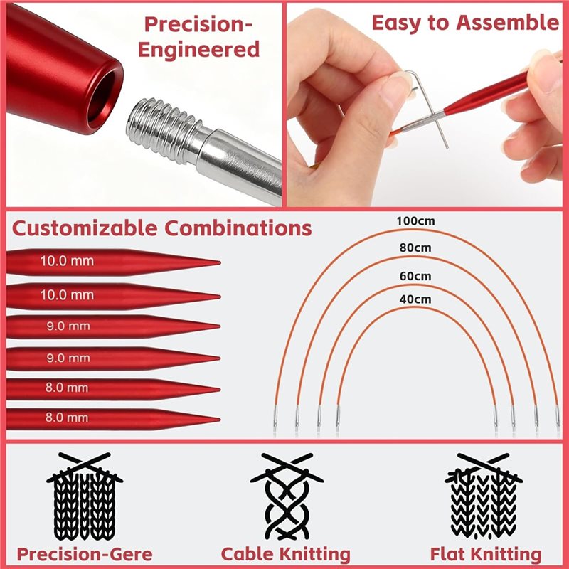 A25F-매트 레드 알루미늄 소재의 원형 뜨개질 바늘  - Knitting Needle Circular 리뷰 및 가격