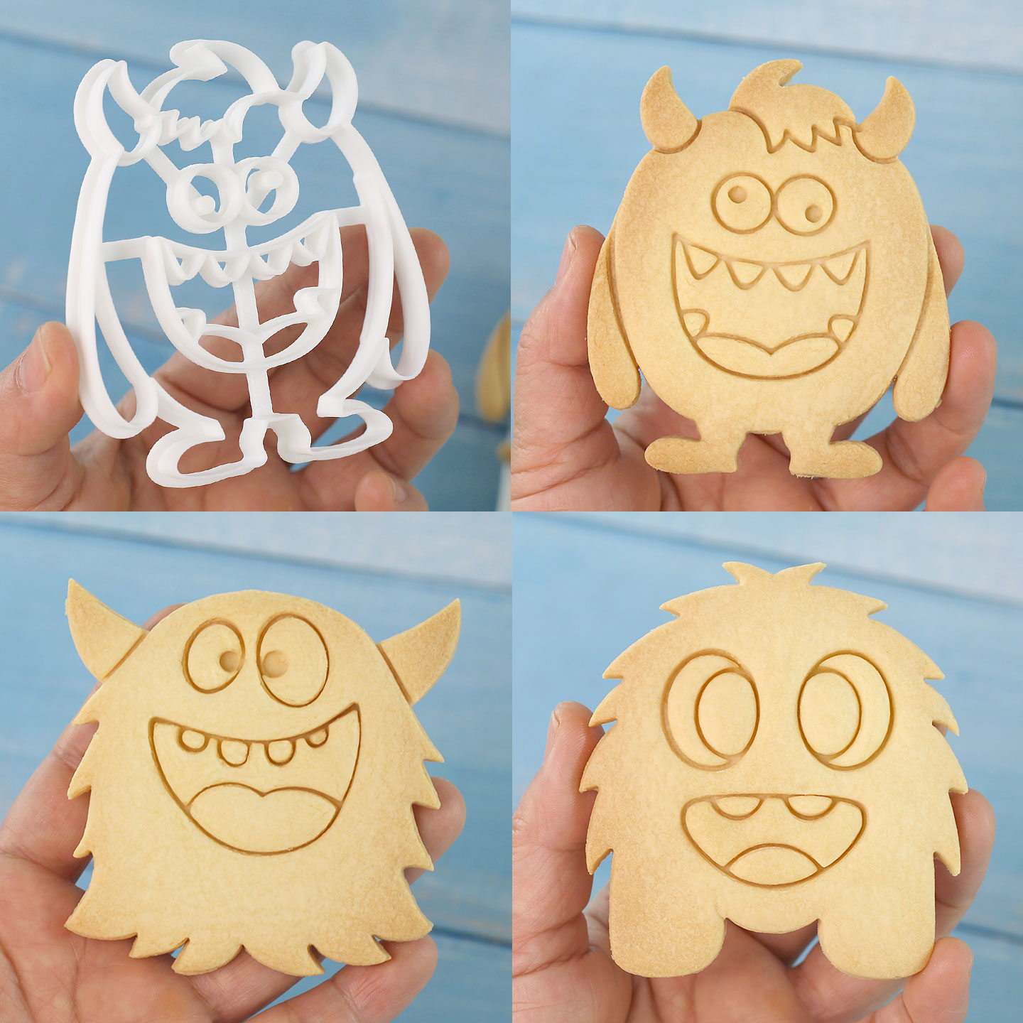 1개/4개 대형 몬스터 쿠키 커터 3D 귀여운 만화 캐 - Art Craft Party 리뷰 및 가격