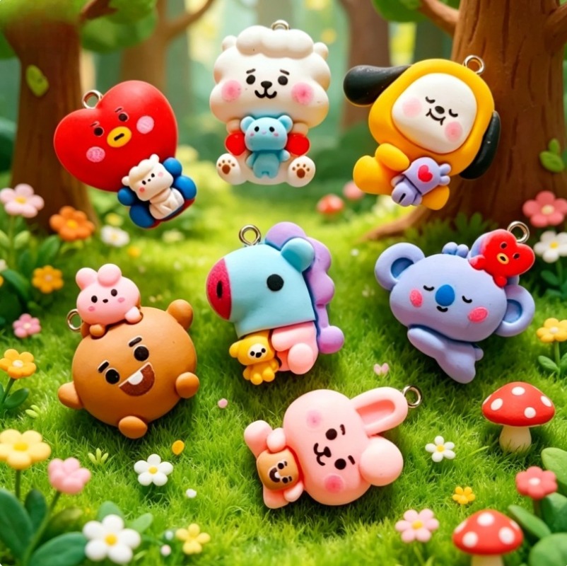 7pcs BT21 수지 만화 참 DIY 액세서리 공예  - Art Craft Diy 리뷰 및 가격