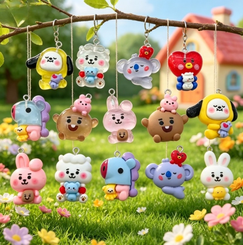 7pcs BT21 수지 만화 참 DIY 액세서리 공예  - Art Craft Diy 리뷰 및 가격