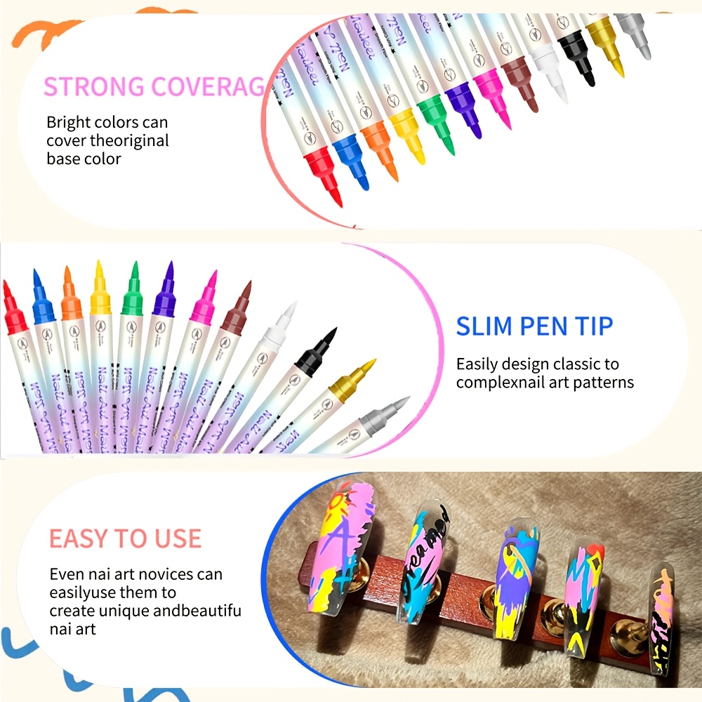 12색 네일 아트 펜 세트, 24개의 스텐실, 양쪽 끝 - Illustration Marker Set 리뷰 및 가격