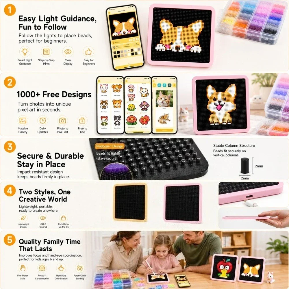 LED 스마트 퓨즈 비드 페그보드, 앱으로 조작하는 패 - Art Craft Us 리뷰 및 가격