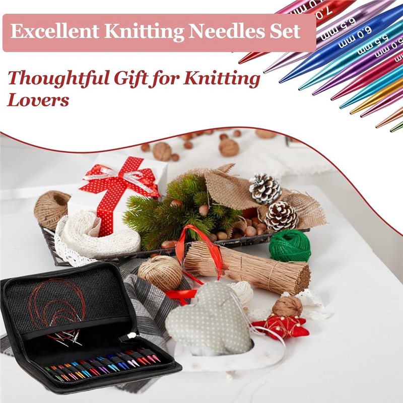 짧은 교체 가능한 뜨개질 바늘 세트, 초보자용 - 2인 - Knitting Needle Circular 리뷰 및 가격