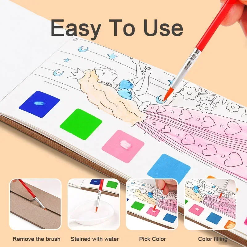 어린이 휴대용 수채화 그림책 물로 그리는 그림책 수채화 - Gouache Paint Set 리뷰 및 가격